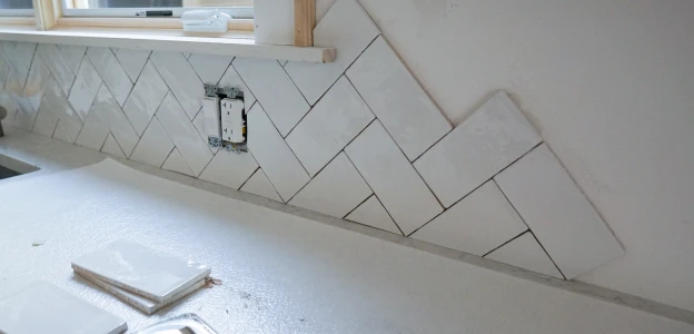 Services - Bathroom & Kitchen Backsplash Installation & Repair Services - Herringbone Backsplash