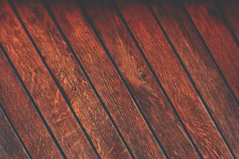 Stained wooden deck boards